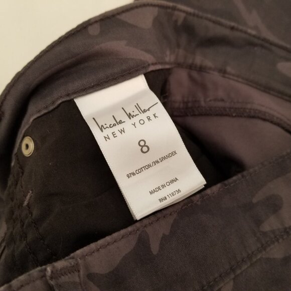 Nicole Miller Soho High Rise Skinny Grey & Black Camouflage Denim Jeans Size 8 - Picture 8 of 9